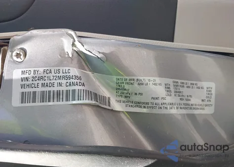 2021 Chrysler Pacifica Touring L из США, поврежденный, VIN 2C4RC1L72MR59435